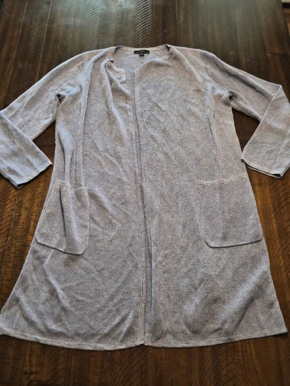 J.Crew Womens Blue Gray Long Sleeve Open Front Cardigan Sweater Sz S Linen G921